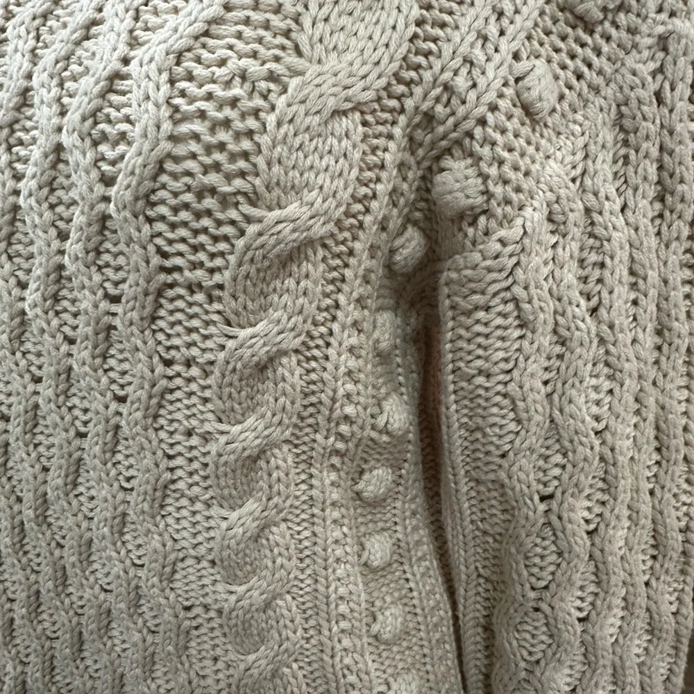 525 America Ivory Sweater Dress Turtleneck Fisherman style small Anthropologie